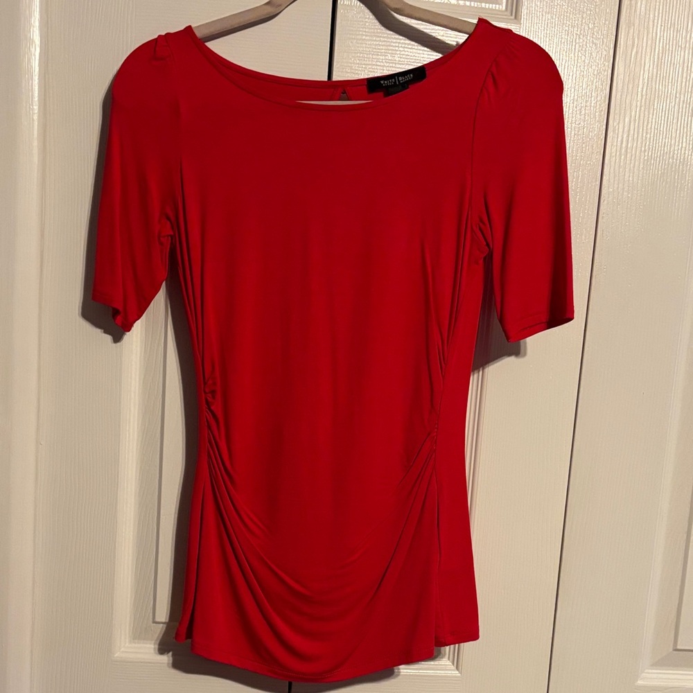 White House Black Market Vibrant Red Short Sleeve Top size XXS NWOT